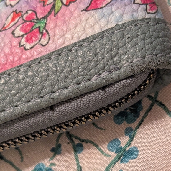 Ed Hardy Pink and Gray Floral Skull Wallet Wristlet - Used Condition - Picture 7 of 12